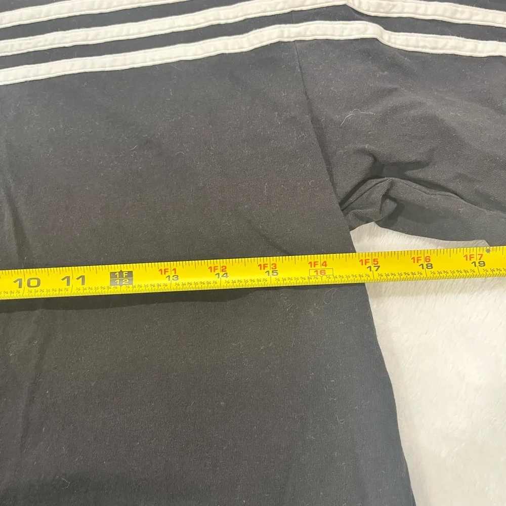 Adidas Black & White Stripe Boxy Cropped Graphic Tee - Small - Picture 5 of 5
